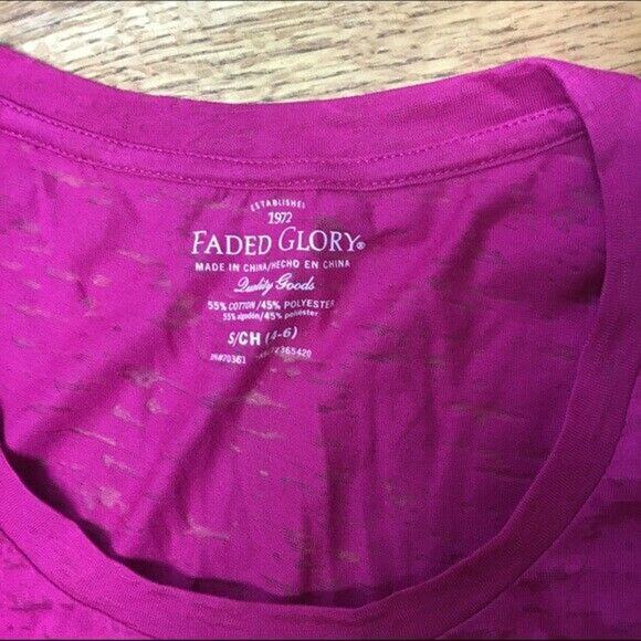 Faded Glory Womens Tee Size Small 4 6 Pink Indian Design Burnout Fabric - Picture 6 of 8